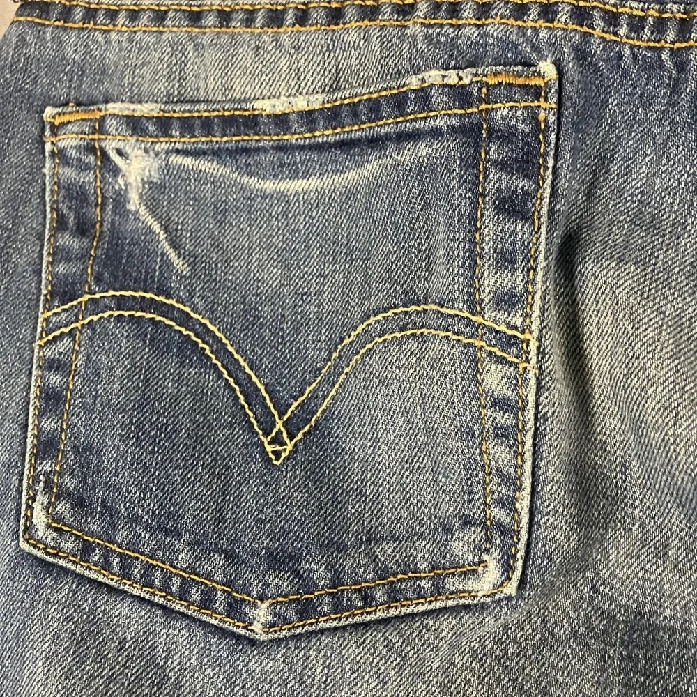 Levis 501 Jeans Mens 30x29 Blue Denim Button Fly Straight Leg Distressed Red Tab